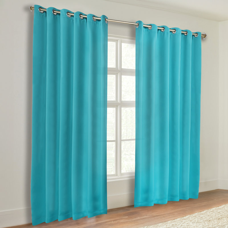 Paire de rideaux obscurcissant avec œillets Millendon, Turquoise, L 70 po x L 120 po