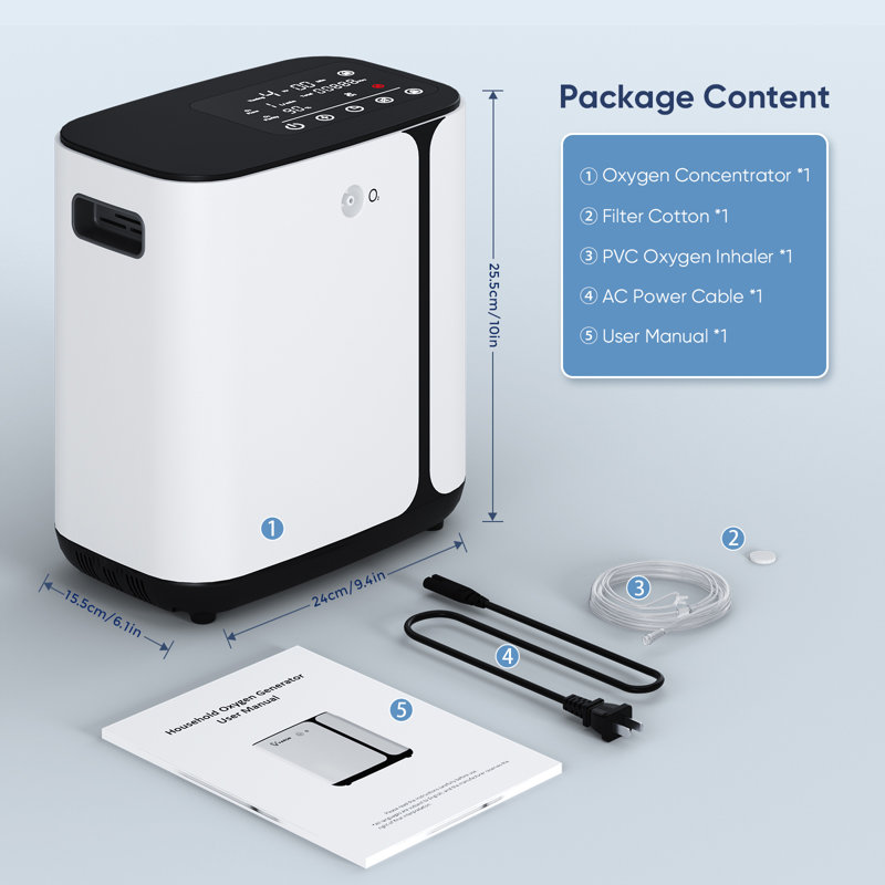 Mini générateur d'oxygène ajustable 1-6L continu (1L-93%)