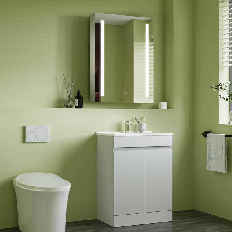 Elanora 600mm Single Bathroom Vanity with Drop In Ceramic Basin, White, White