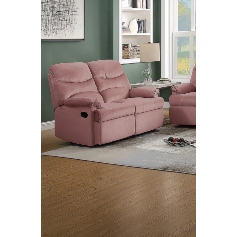 Causeuse inclinable luxueuse en velours 2 places, Rose