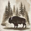 Tapis de bain Bison en forêt-632507955-719262557