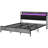 Bed Frame With Headboard, Platform Bed Frame With LED Lights, Charging Station, 3-Tier Storage Shelf, Steel Slats, Easy Assembly & Noise-Free With No Box Spring Needed, Walnut-787083716-787083738