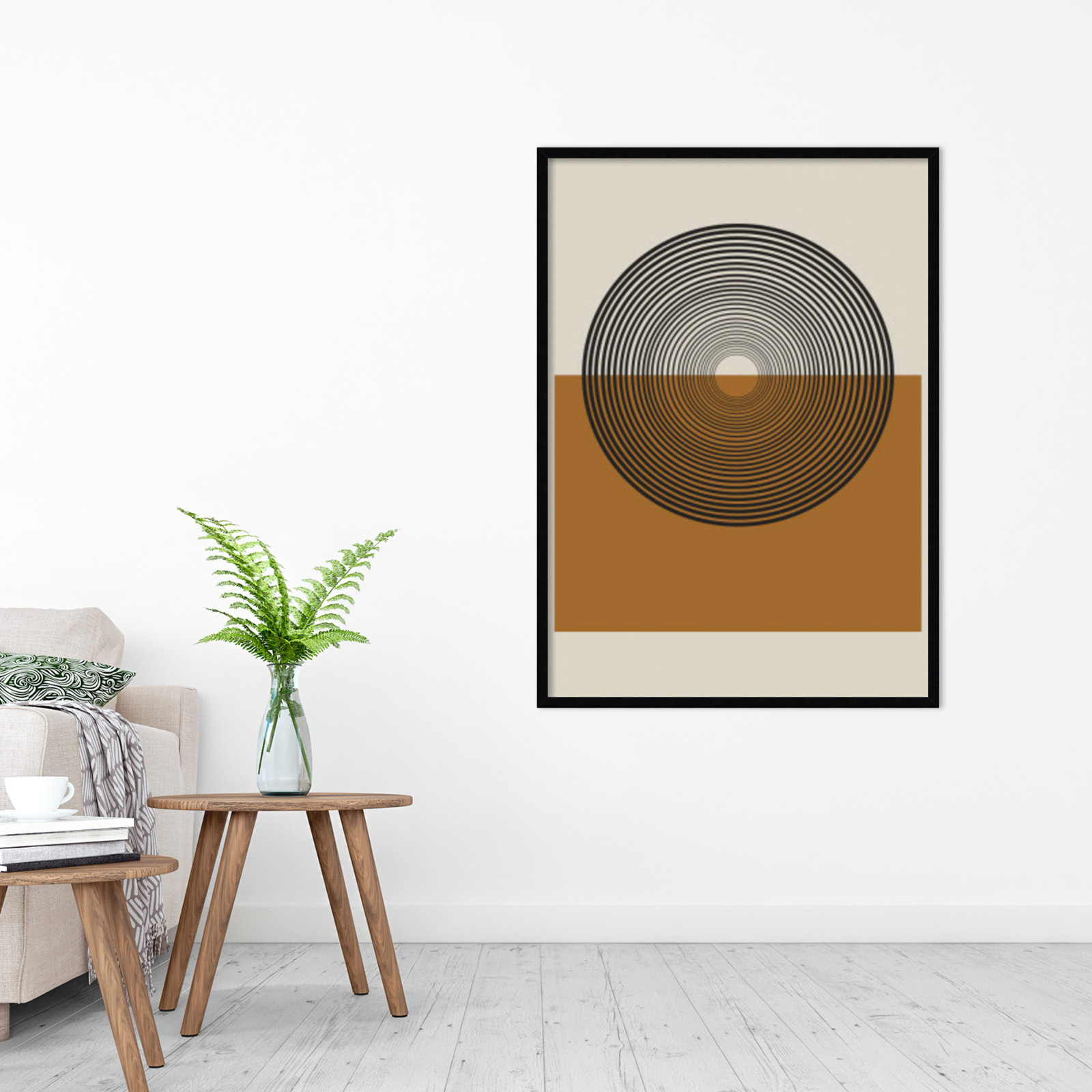 Retro Landscape Print, Black, 41" H x 30" W x 1" D