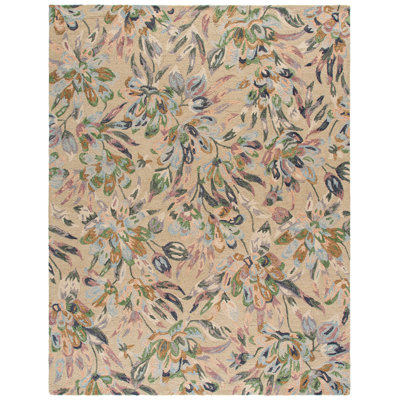 Lyia Hand Tufted Wool/Cotton Floral Rug in Blue/Green/Beige