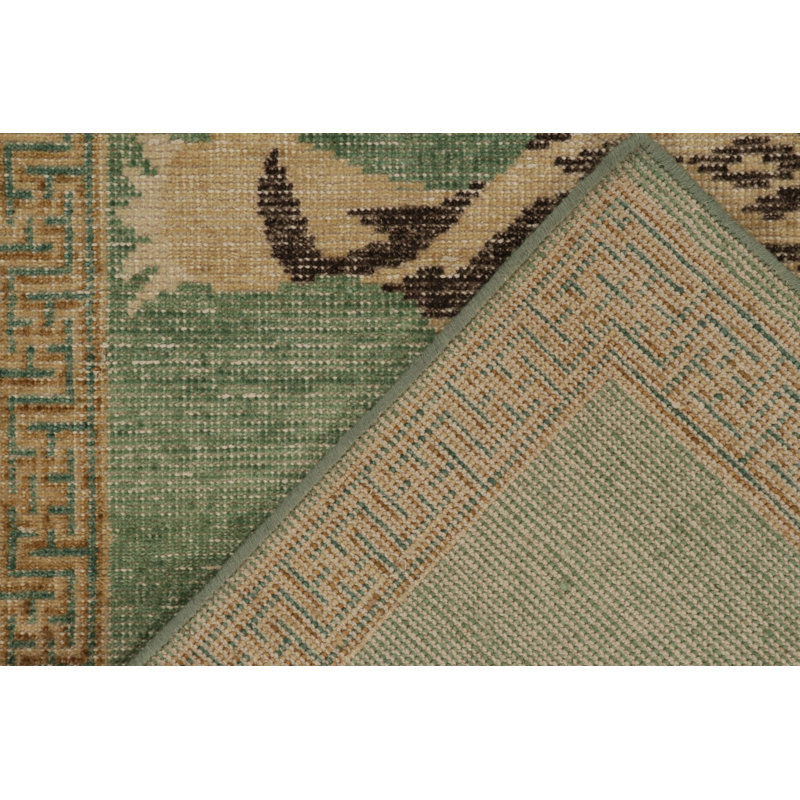Distressed Homage Hand Knotted Wool Animal Print Area Rug, Runner 2'6" x 12'