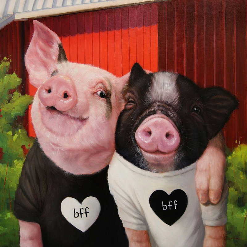 Art encadré sur toile tendue par Trinx Heffernan, Lucia: BFF, H 20 po x l 20 po