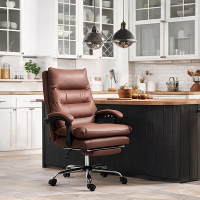 Fauteuil de bureau ergonomique massant avec repose-pieds inclinable et chauffage lombaire, hauteur réglable, revêtement en microfibre, capacité de 120 kg
