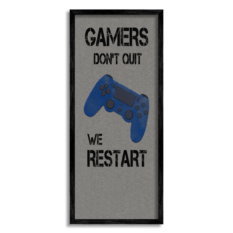 Art mural personnalisé Gamers Don't Quit cmw-118, H 24 po x l 10 po, Giclée encadrée noir minuit, Oui
