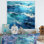 Teal White Ocean Serenade Pointillism II - Nautical & Beach Canvas Print