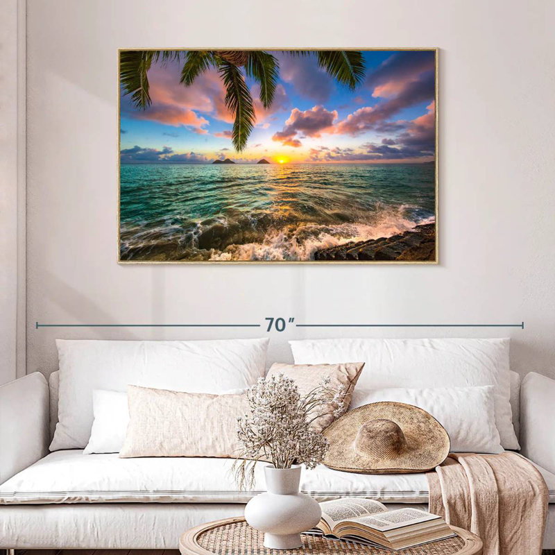 Lanikai Aydee, 46 po x 31 po, Cadre flottant en bois naturel