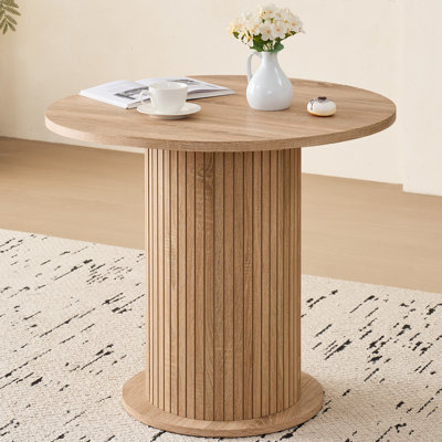 Table ronde pour 2 personnes, table de cuisine moderne compacte de 90 cm (35,5 pouces) avec pied central, gain de place, idéale pour un appartement ou une maison.