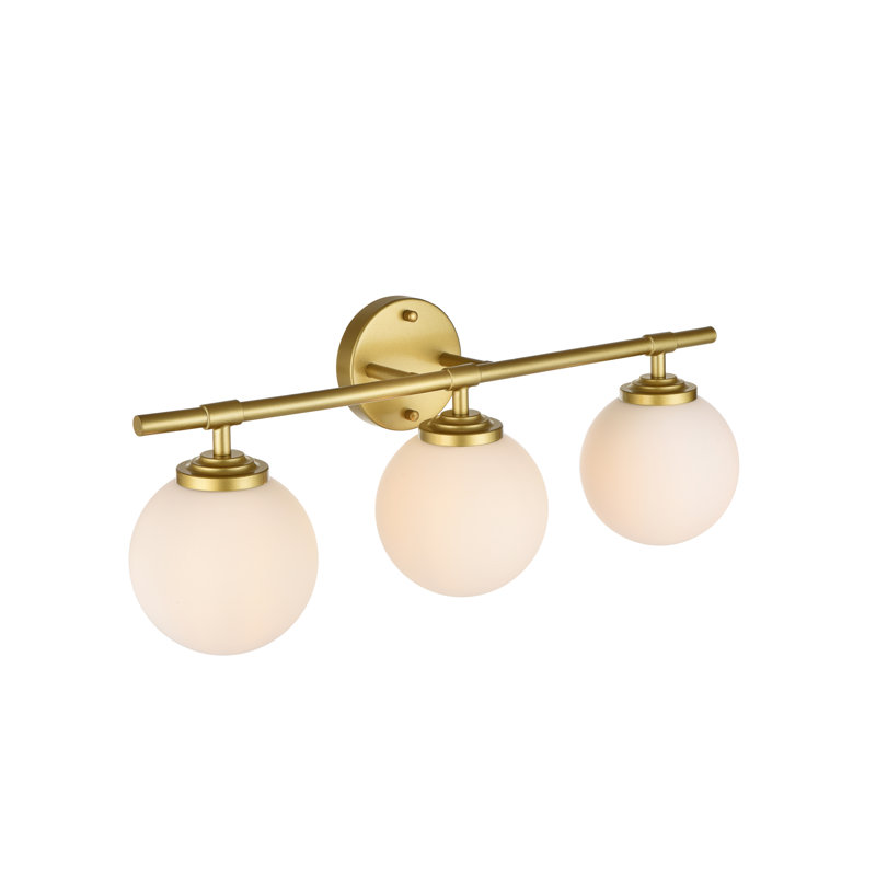 Applique murale de salle de bain à intensité variable Caillier, Laiton, H 10 po x l 24 po x P 24 po, 3 lumières