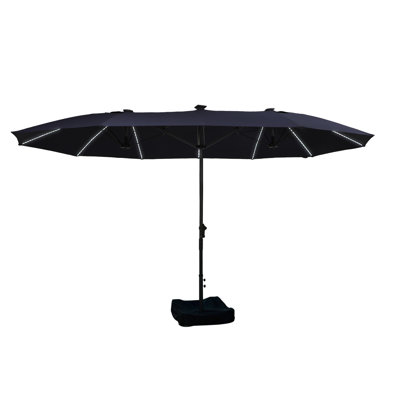 15ft Lighting Double-Sided Patio Umbrella with Base