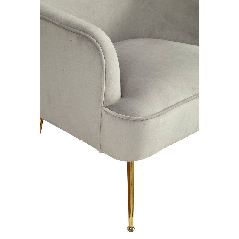Fauteuil d'appoint en velours de style moderne, Gris
