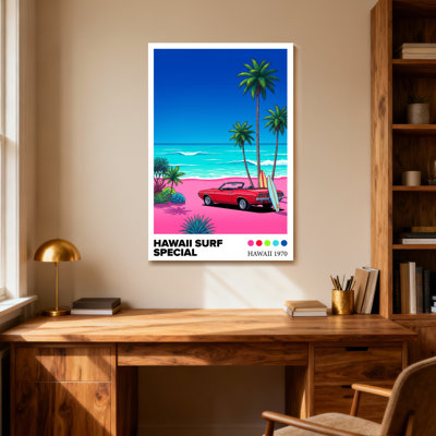 Paysage et nature Hawaii Surf Special 1970 scène de plage rétro