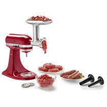 Hozodo Metal Food Meat Grinder Attachment for KitchenAid Stand Mixers - Including Sausage Stuffer Accessory Metal Silver