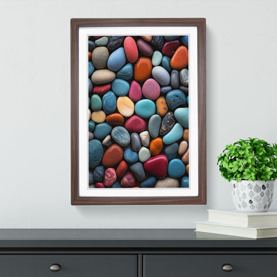 Pebbles Colour Field No.2 - Single Picture Frame Print on Wood
