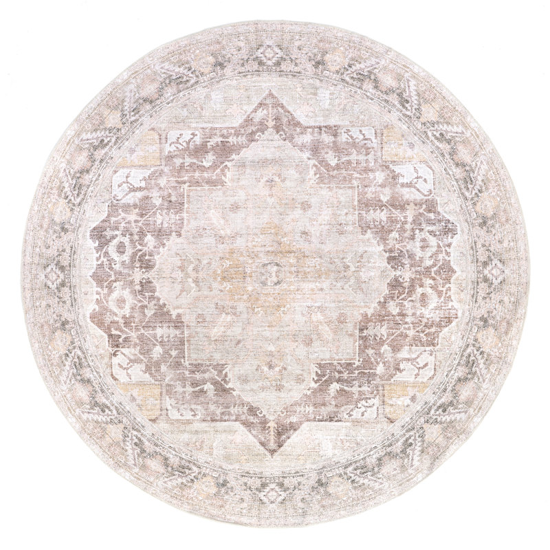 Tapis lavable à la machine Eppler Medallion pour le salon, la chambre à coucher et la cuisine, Rond 8 pi