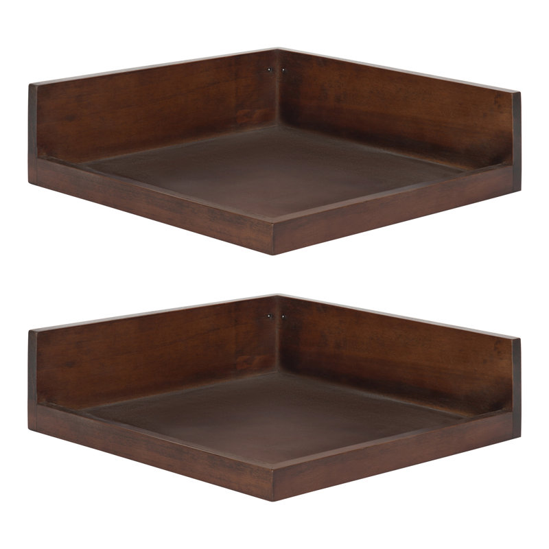 Kinta 2 Piece Square Accent Shelf, Walnut Brown