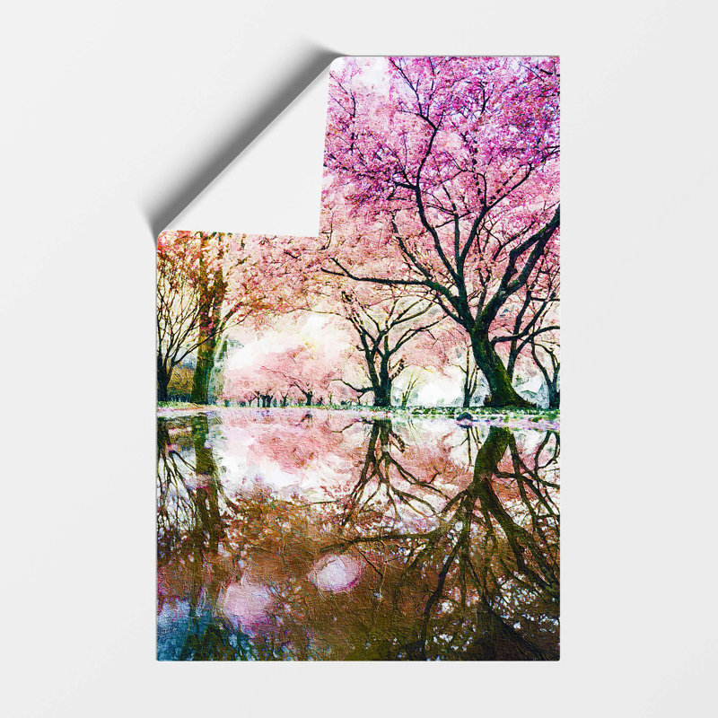 Reflection of the Pink Blossom Trees in Philadelphia - Frameless Print, 29.7 cm H x 21 cm W