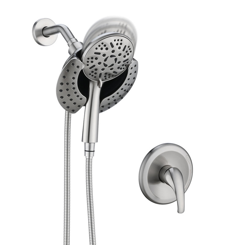 Système de douche complet avec valve brute, Nickel brossé