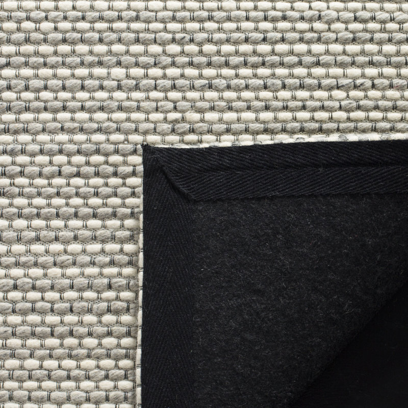 Tapis argent / ivoire tissé à la main Tulane, Rectangle de 10 pi x 14 pi