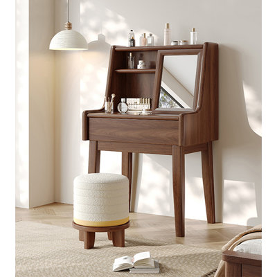 New Chinese‑style Walnut Dressing Table with Mirror for Bedroom