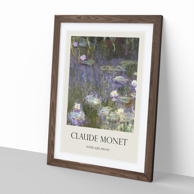 Water Lilies Lily Pond Vol.14 by Claude Monet - Picture Frame Art Prints, 65cm H x 48cm W x 2cm D, Walnut Framed