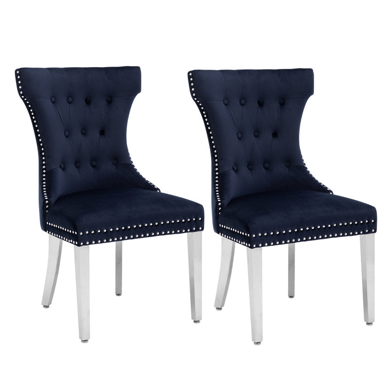 Fauteuil à oreilles Haikey, Bleu foncé, Argent