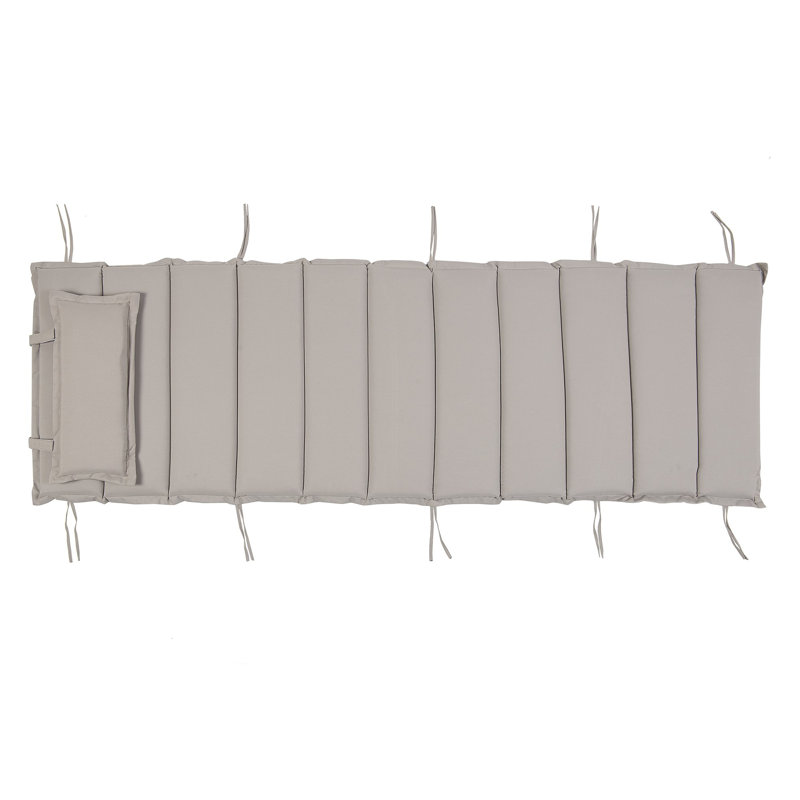 Arbaaz 180cm Long Acacia Single Chaise with Cushions, Taupe
