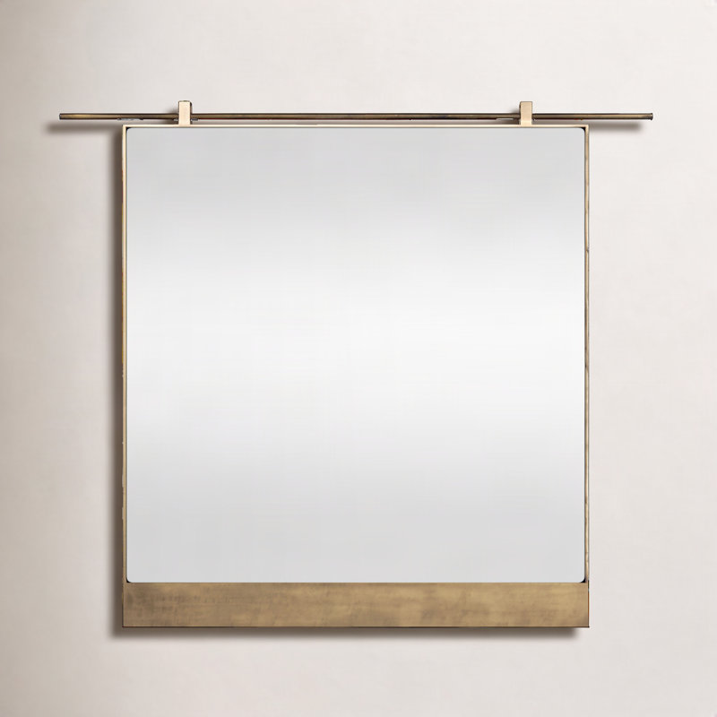 Chico Flat Metal Wall Mirror, 45" x 50", Antique Brass