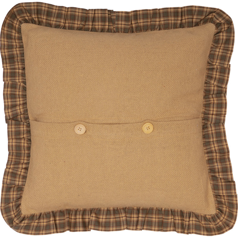 Cedar Ridge Tan Green Burlap Cotton Square Pillow