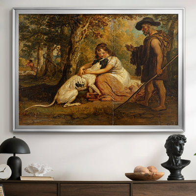 «A Woman and a Dog in a Wooded Landscape» par James Ward, toile tendue avec châssis, c. début du 19e siècle