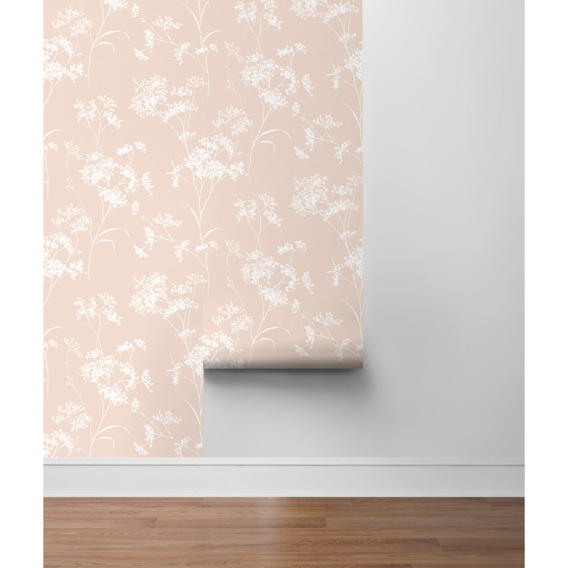 Rouleau de papier peint adhésif à motif floral L 9 pi x l 20,5 po Luxe Haven, Pétale pêche