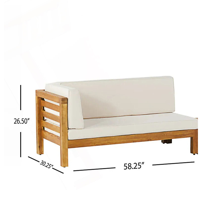 Banc de coin droit avec coussin, Beige