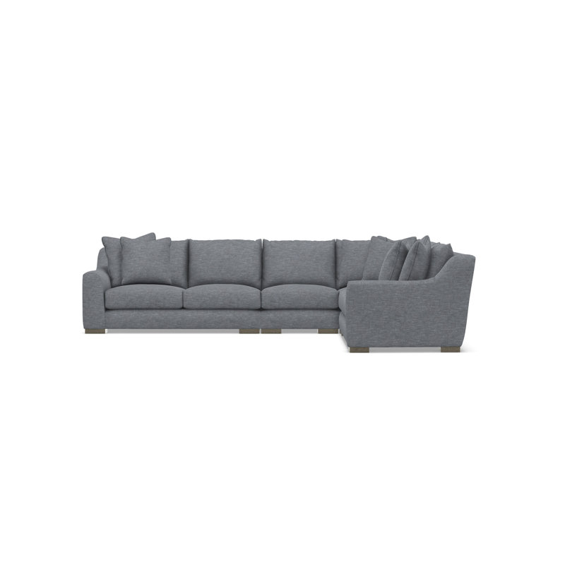 Gabi 5-Piece Fabric Sectional, Gray Polyester Blend, 35" H x  140" W x 110" D, Right Hand Facing