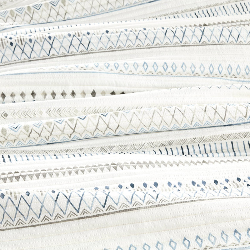 Literie en microfibre à imprimé géométrique à motif de losanges, taupe / bleu, double / grand pour le luxe
