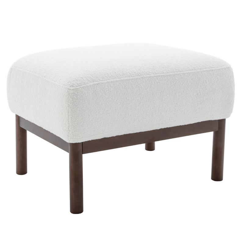 Kreindler Upholstered Ottoman, Cream Polyester
