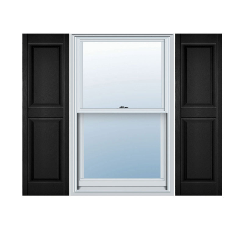 Vinyle à vie, panneaux sur mesure, volets surélevés, avec persiennes, Noir, H 47 po x l 14,5 po x P 1 po