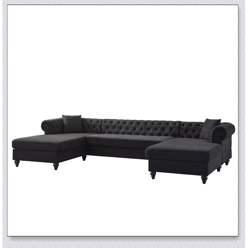 Canapé avec 2 chaises longues, 2 coussins et pieds en bois pour un maximum de confort et de style
