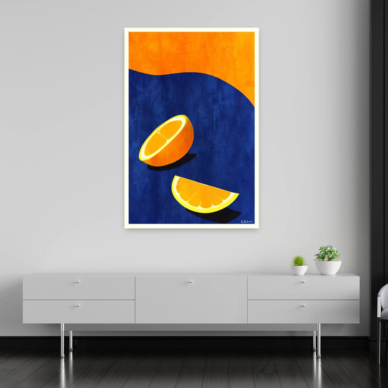 Fresh Orange Slices Abstract Colorful Geometric Fruit Wall Art, 60" H x 40" W