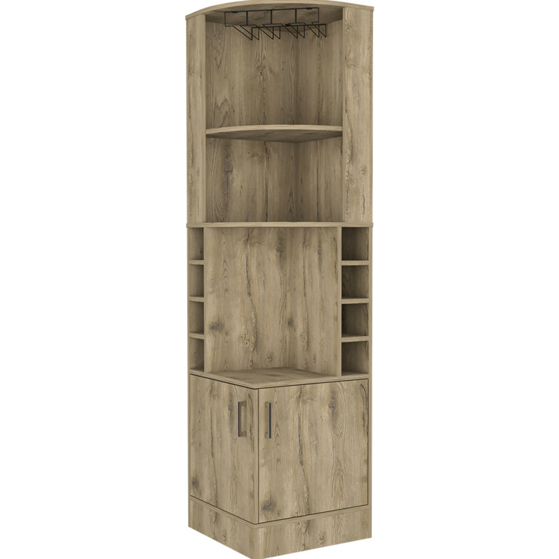 Armoire de bar colorée avec rangement pour bouteilles organisé 2 tablettes 8 po pour la vie moderne, Beige