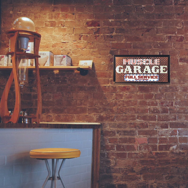 Enseigne lumineuse DEL «Muscle Garage Full Service Open 24 Hours»
