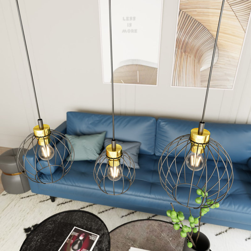 Ahnyla 3 - Light Pendant, Matte Black/Gold