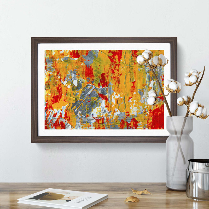 Abstract Art Painting Vol.217 by S.Johnson - Picture Frame Painting Print, Walnut Framed, 36cm H x 48cm W x 2cm D
