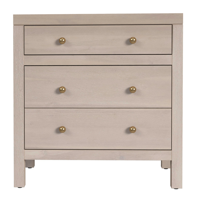 Nora 25 in. W Rectangular Wood 3 Drawer Nightstand, Antique Taupe