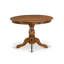 Ensemble de table de salle à manger 5 pièces comprenant une table ronde en bois massif et 4 chaises rembourrées, noyer antique-1641762972