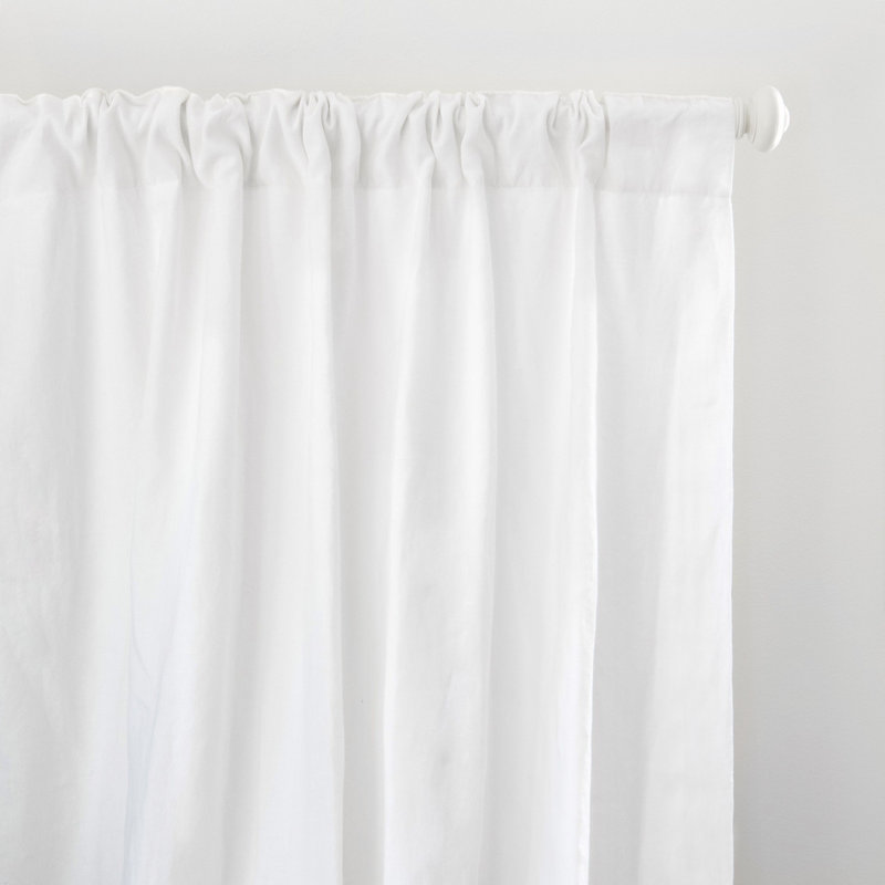 100% French Linen Curtain Set, White, 50" W x 108" L