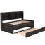 Wooden Bed With Built-in Shelving, 3 Storage Compartments And Trundle Feature In Book Storage, +-1899828520-1899828521