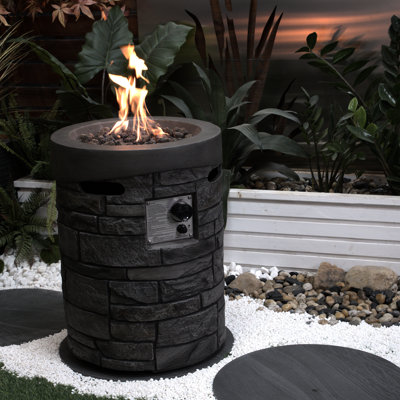 Foyer haut au gaz extérieur de 20 pouces de diamètre, avec pierres de lave et brûleur d'enceinte imperméable, 32 000, couvercle